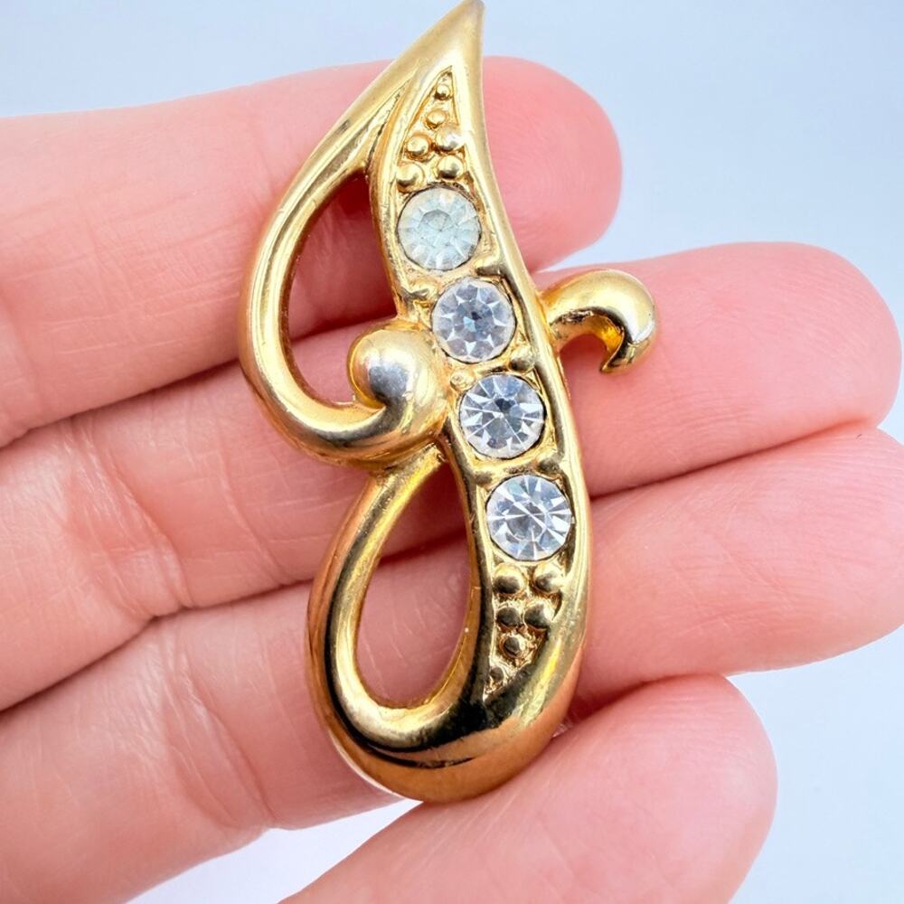 Lot of 8 Vintage Monogram Initials Goldtone Brooch Scarf Clip Brooches M N J - Picture 6 of 16